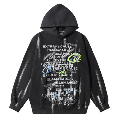 Fashion Letter Graffiti Printed Hoodie Men