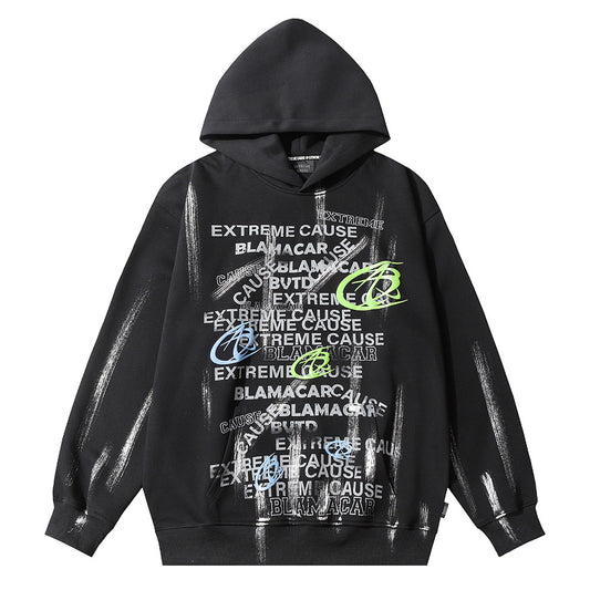 Fashion Letter Graffiti Printed Hoodie Men