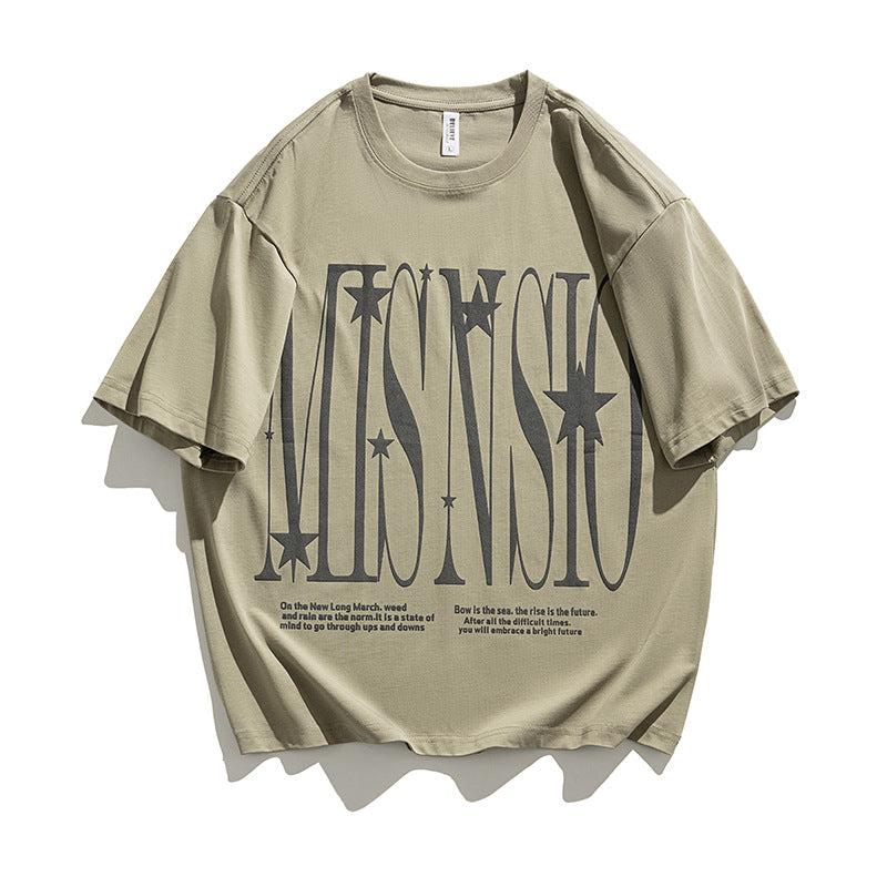 Cotton Round Neck Short Sleeve T-shirt Men
