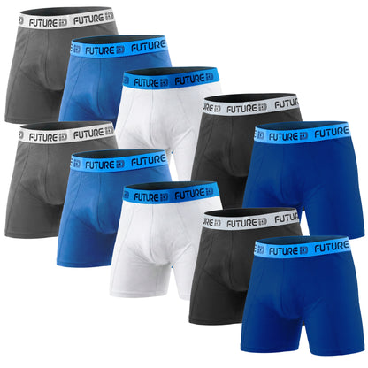 FUTURE ID Men’s Resilience Boxer Briefs 10-Pack – Breathable Cotton, No Ride-Up, Soft Stretch, All-Day Comfort Underwear