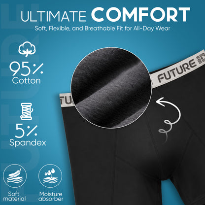 FUTURE ID Men’s Resilience Boxer Briefs 10-Pack – Breathable Cotton, No Ride-Up, Soft Stretch, All-Day Comfort Underwear