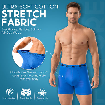 FUTURE ID Men’s Resilience Boxer Briefs 10-Pack – Breathable Cotton, No Ride-Up, Soft Stretch, All-Day Comfort Underwear