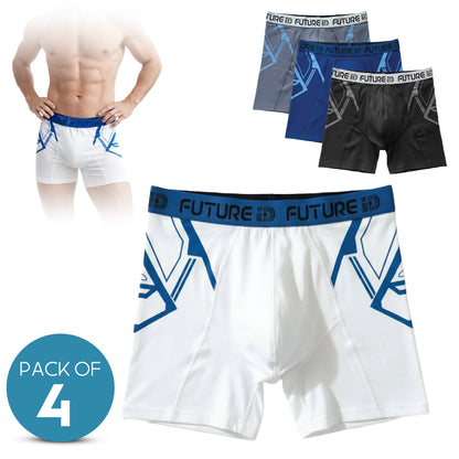FUTURE ID Men’s Resillience Boxer Briefs 4-Pack – Breathable Cotton, No Ride-Up, Soft Stretch, All-Day Comfort Underwear