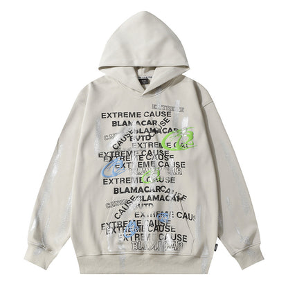 Fashion Letter Graffiti Printed Hoodie Men