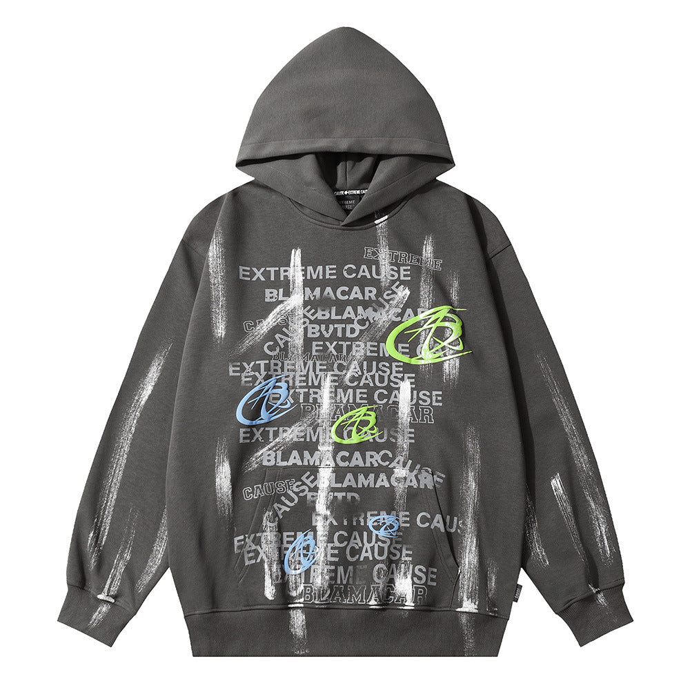 Fashion Letter Graffiti Printed Hoodie Men
