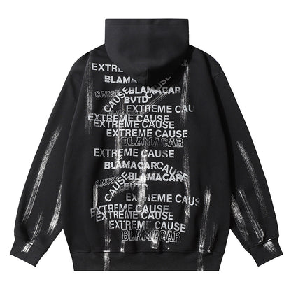 Fashion Letter Graffiti Printed Hoodie Men