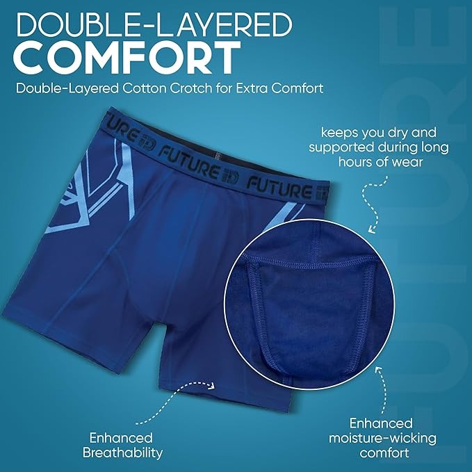 FUTURE ID Men’s Resillience Boxer Briefs 4-Pack – Breathable Cotton, No Ride-Up, Soft Stretch, All-Day Comfort Underwear