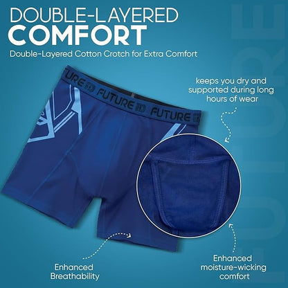 FUTURE ID Men’s Resillience Boxer Briefs 4-Pack – Breathable Cotton, No Ride-Up, Soft Stretch, All-Day Comfort Underwear