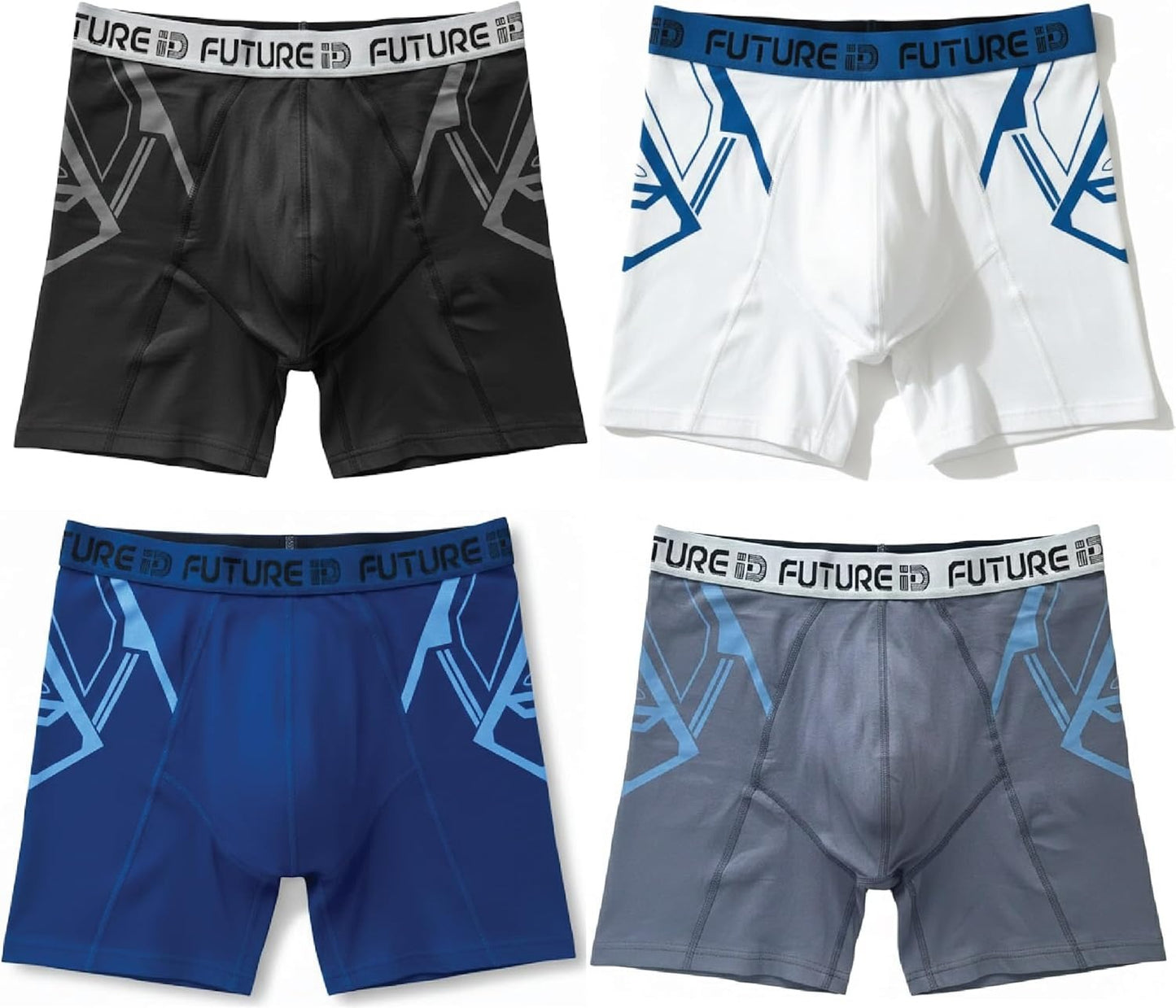 FUTURE ID Men’s Resillience Boxer Briefs 4-Pack – Breathable Cotton, No Ride-Up, Soft Stretch, All-Day Comfort Underwear