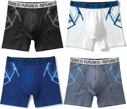 FUTURE ID Men’s Resillience Boxer Briefs 4-Pack – Breathable Cotton, No Ride-Up, Soft Stretch, All-Day Comfort Underwear
