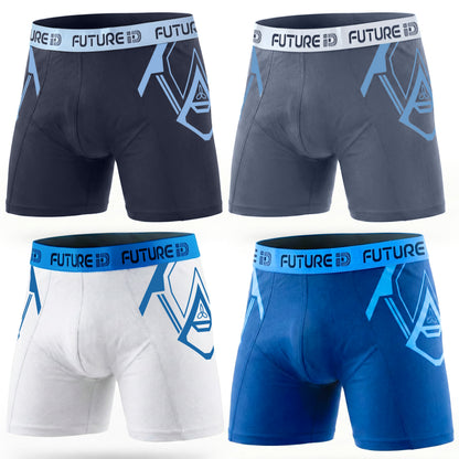 FUTURE ID Men’s Resillience Boxer Briefs 4-Pack – Breathable Cotton, No Ride-Up, Soft Stretch, All-Day Comfort Underwear